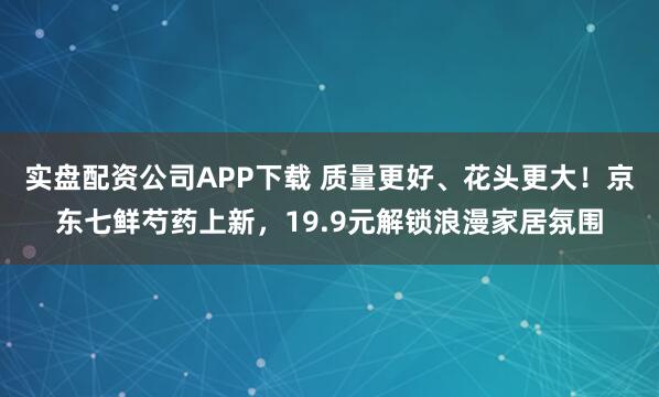 实盘配资公司APP下载 质量更好、花头更大！京东七鲜芍药上新，19.9元解锁浪漫家居氛围