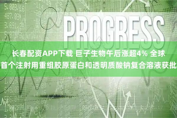 长春配资APP下载 巨子生物午后涨超4% 全球首个注射用重组胶原蛋白和透明质酸钠复合溶液获批